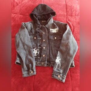 Widow Dolls Kill Gothic Black Hooded Denim Jacket